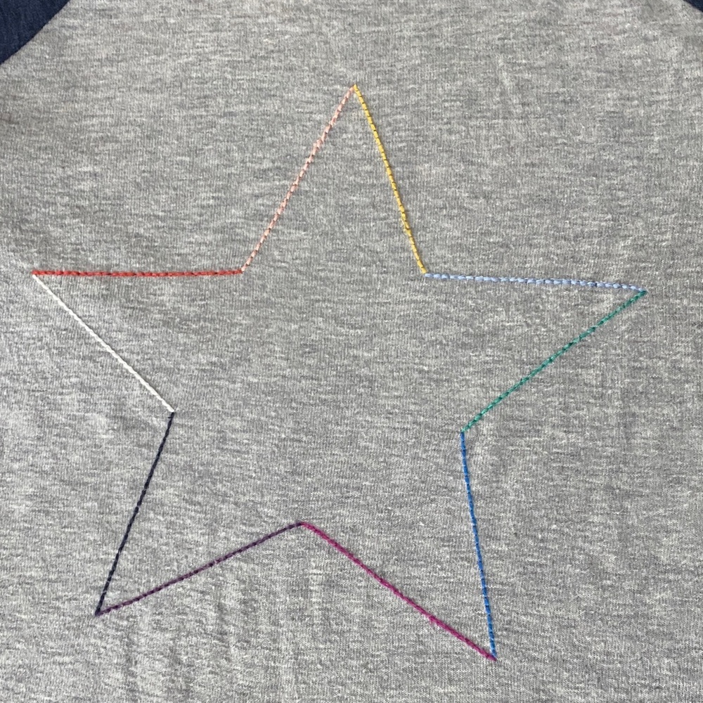 PJ Salvage Rainbow Star Gray Navy Long Sleeve Raglan Shirt Top - Picture 8 of 10